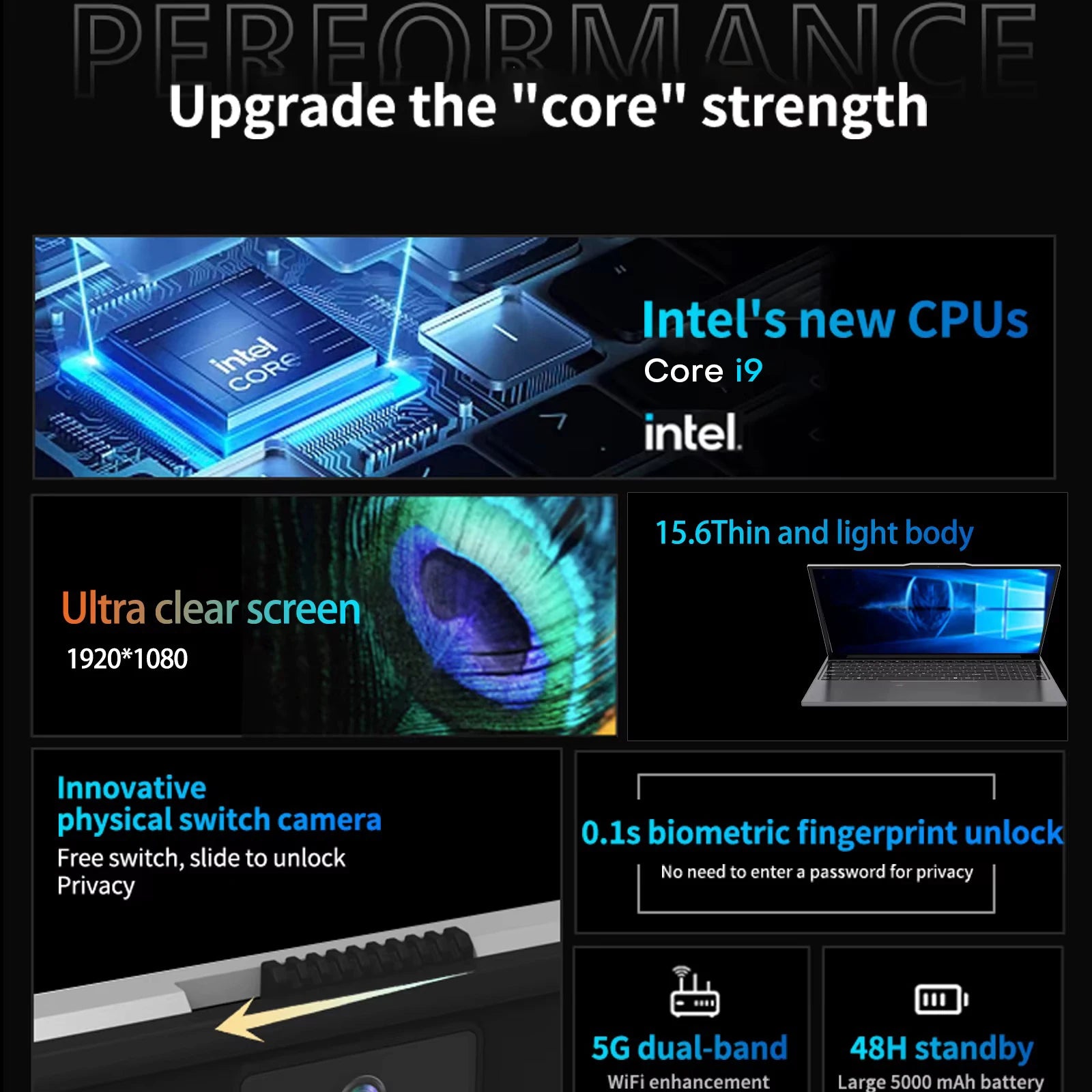 15.6" Portable Gaming Laptop Intel Core i9 8950HK i3 6100U Wins 11 Gamer PC 16GB RAM 1TB SSD Notebook Computer Laptops