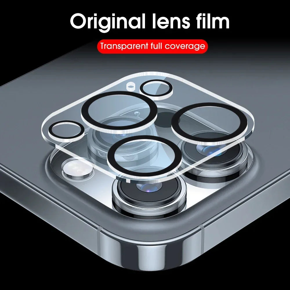 1-5Pcs Tempered Glass for iPhone 17 16 15 14 13 Pro Max Plus Mini Camera Lens Protector Black Circle Protective Lens Film Cover