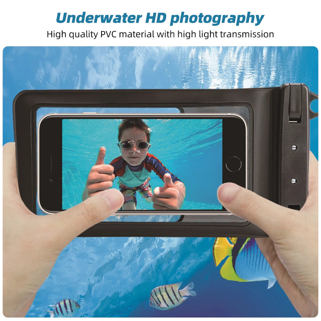 FONKEN Full View Waterproof Case for Phone Underwater Snow Rainforest Transparent Dry Bag Swimming Pouch Big Mobile Phone Covers