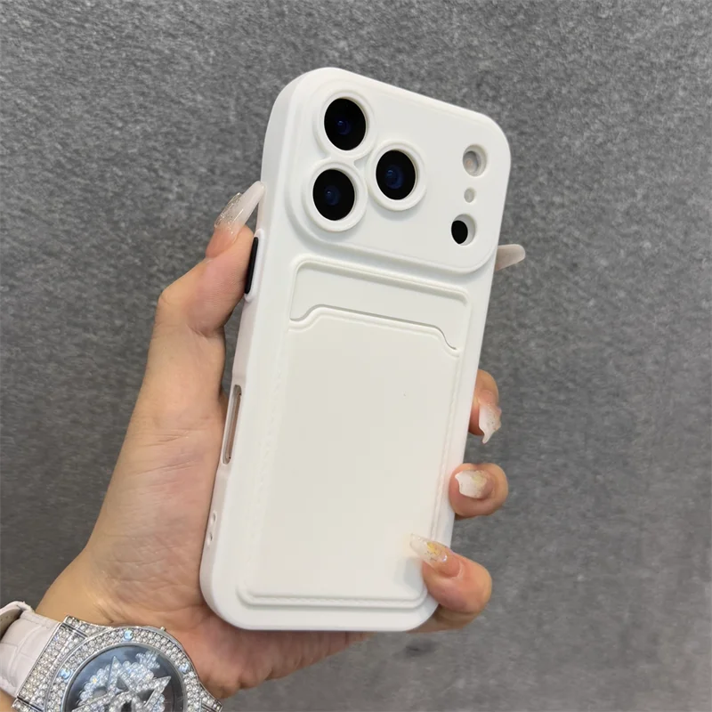 Luxury Soft Silicone Wallet Case For iPhone 17 Air 16E 15 14 Plus 13 12 Mini 11 Pro Max XR XS Shockproof Card Holder Slot Cover