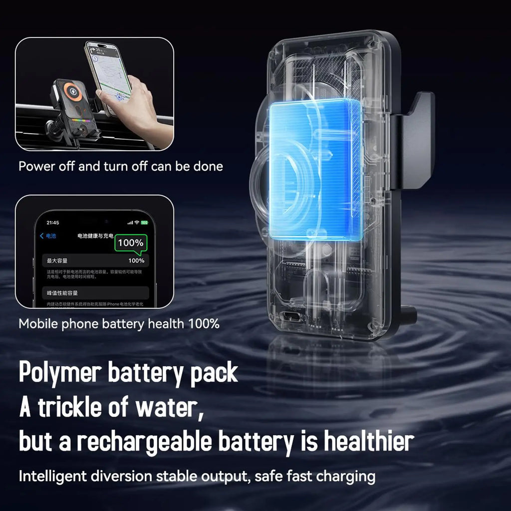 Wireless Car Phone Charger 15W Fast Charging Air Vent Cradles Auto Clamping Phone Holders for Music Control Video Streaming