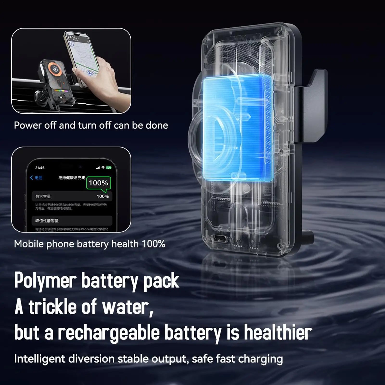 Wireless Car Phone Charger 15W Fast Charging Air Vent Cradles Auto Clamping Phone Holders for Music Control Video Streaming