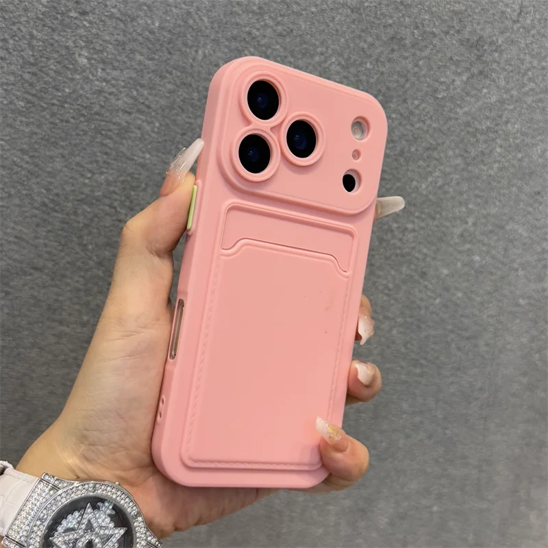 Luxury Soft Silicone Wallet Case For iPhone 17 Air 16E 15 14 Plus 13 12 Mini 11 Pro Max XR XS Shockproof Card Holder Slot Cover