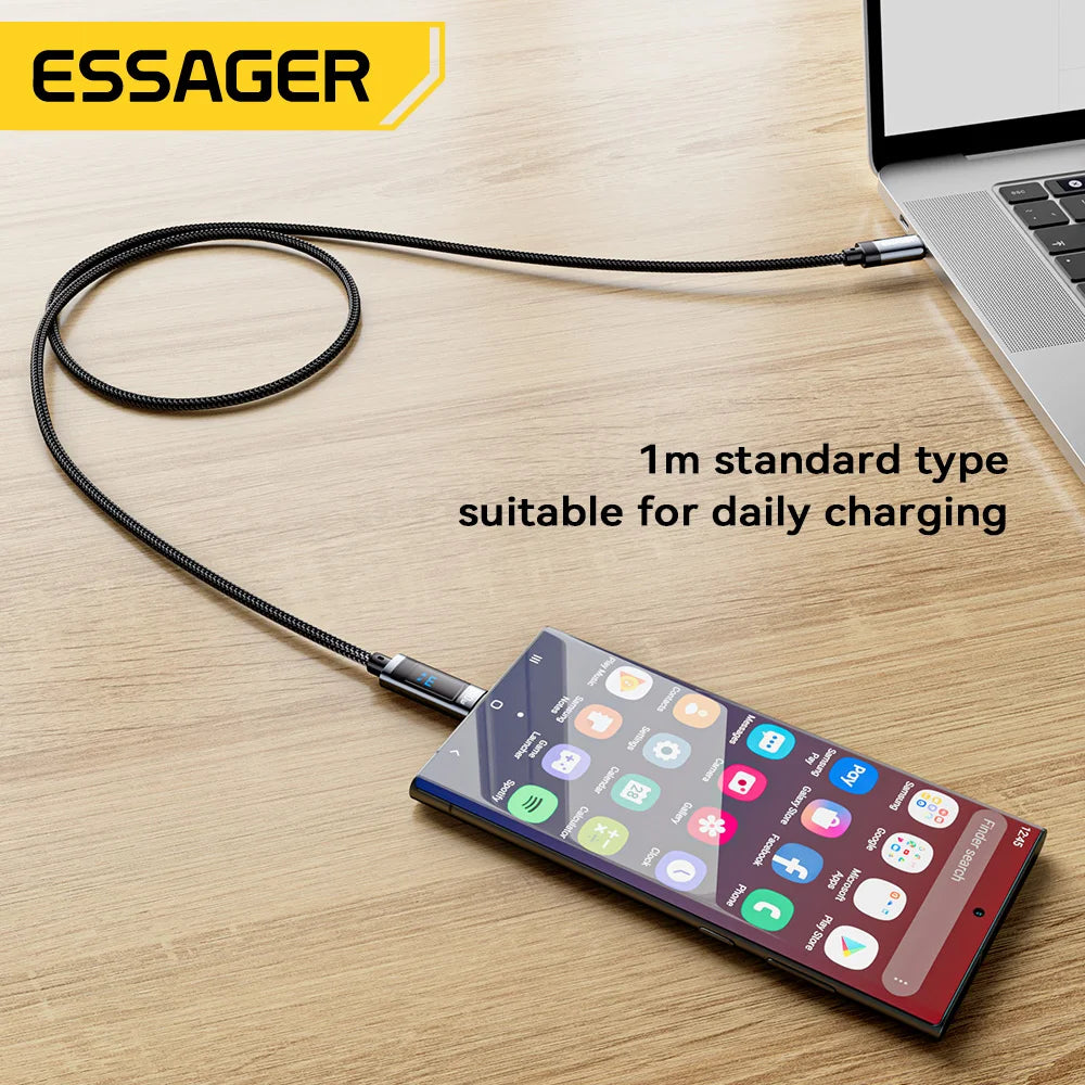 240W USB-C to USB-C Fast Charging Cable with LED Display  — Braided Nylon | Justex Brands