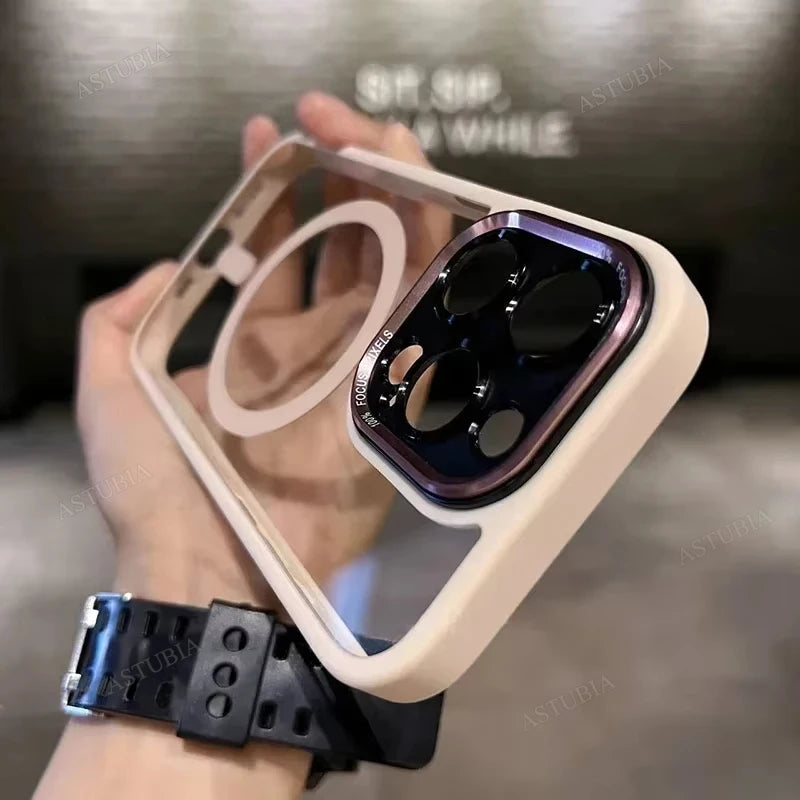 Luxury Magnetic Metal Lens Bumper Protection Case For iPhone 17 Air 16 15 14 13 12 11 Pro Max Plus Wireless Charge Hard Cover