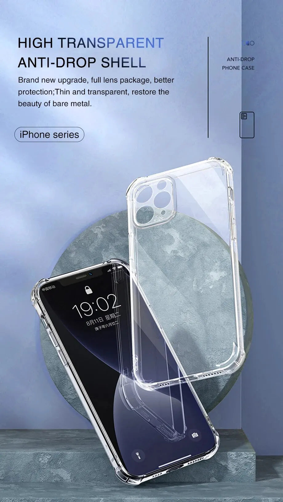 Thick Shockproof Silicone Clear Phone Case For iPhone 15 14 Plus 13 12 11 15 Pro Max Lens Protection Case Soft Bumper Back Cover
