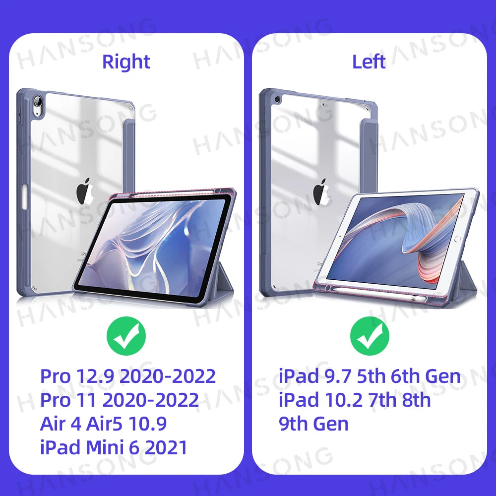 Case For iPad Air 11 in M2 M3 Pro 13/11 M4 Cover for iPad 10th 11th(A16) 10.9 Air 4/5 7/8/9th 10.2 9.7 Mini 6 7 Case