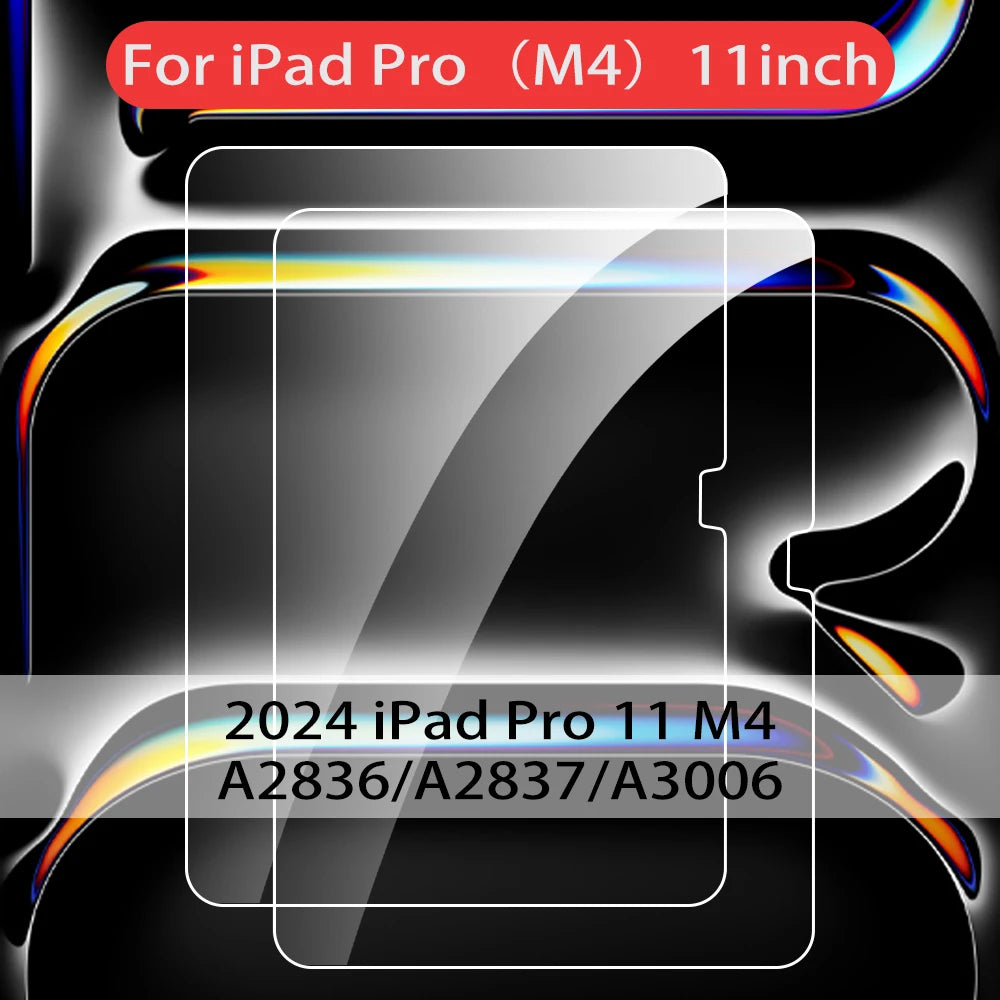 2pcs Tempered Glass Films for 2024 iPad Air 11/13 M2 Pro 11/13 M4 Screen Protector for iPad 3/4/5/6/7/8/9/10th Air 4/5 Pro 11