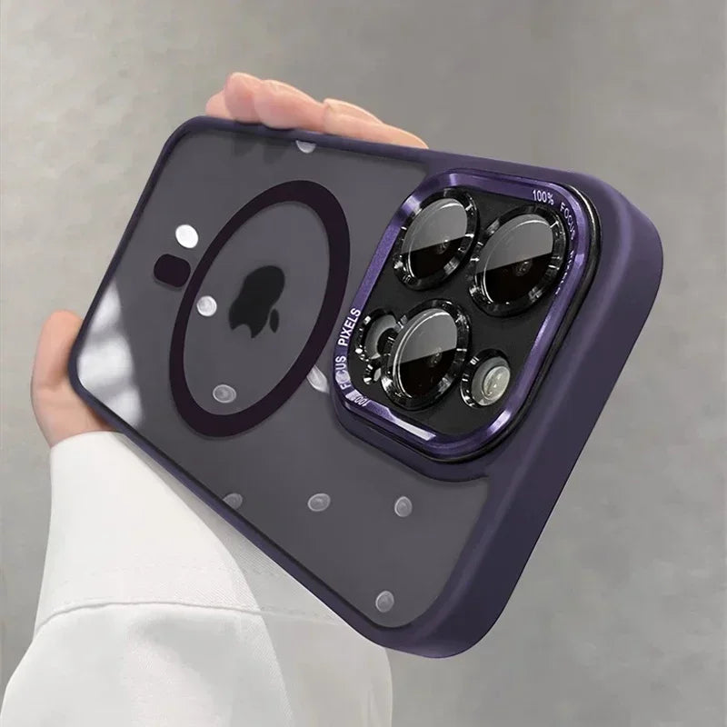 Luxury Magnetic Metal Lens Bumper Protection Case For iPhone 17 Air 16 15 14 13 12 11 Pro Max Plus Wireless Charge Hard Cover
