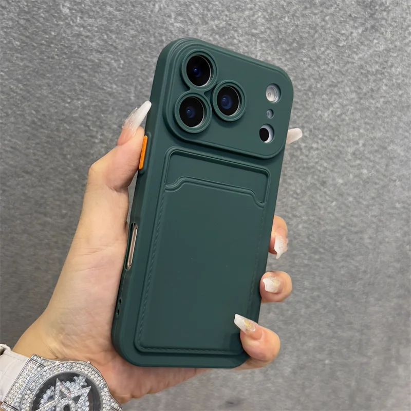Luxury Soft Silicone Wallet Case For iPhone 17 Air 16E 15 14 Plus 13 12 Mini 11 Pro Max XR XS Shockproof Card Holder Slot Cover