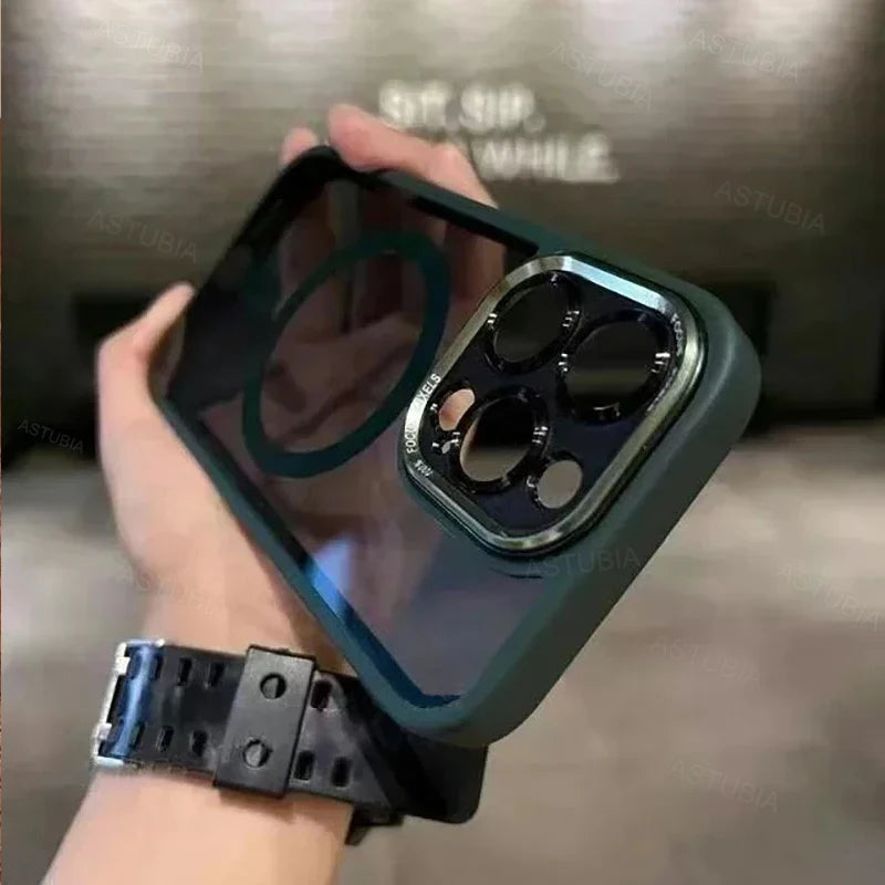 Luxury Magnetic Metal Lens Bumper Protection Case For iPhone 17 Air 16 15 14 13 12 11 Pro Max Plus Wireless Charge Hard Cover