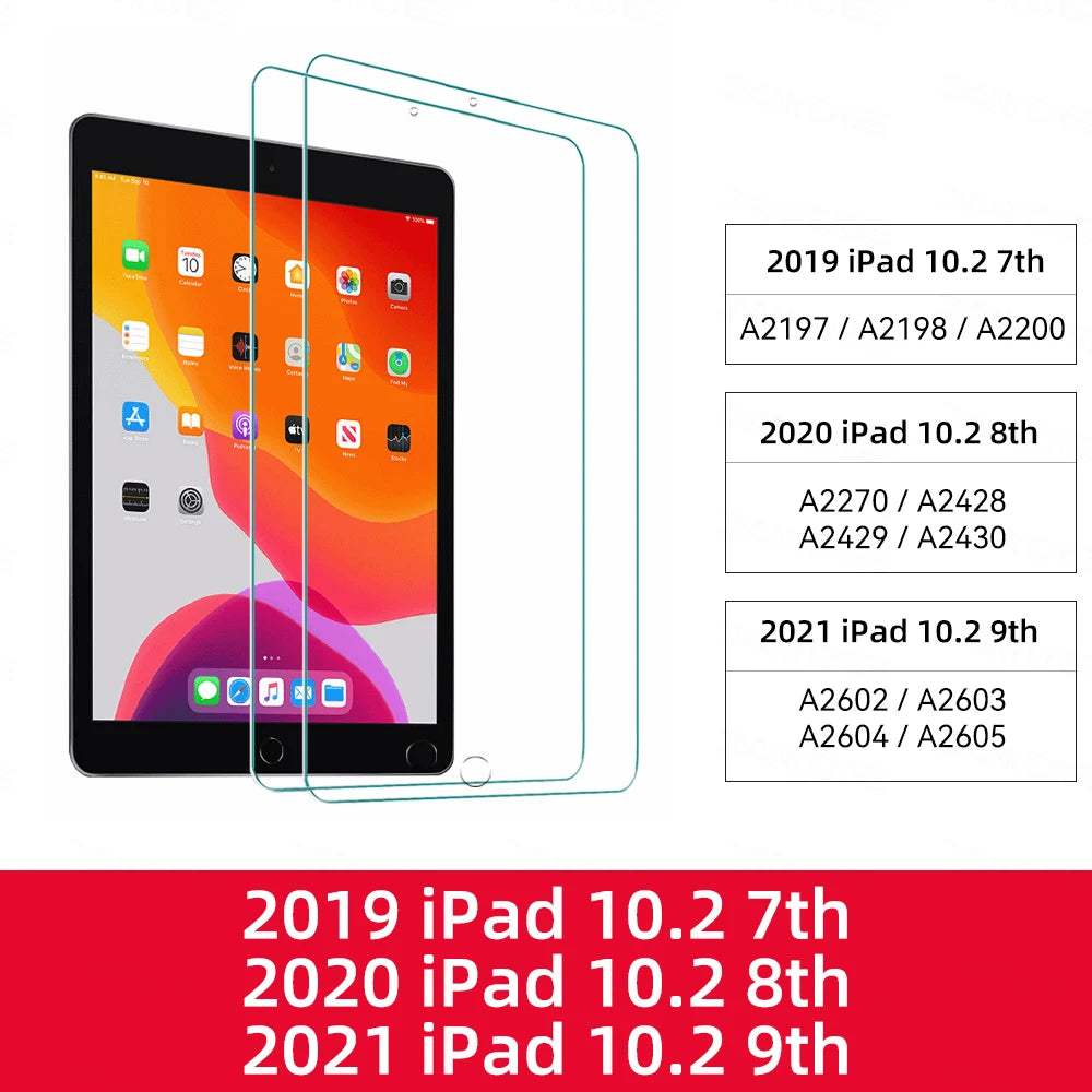 2pcs Tempered Glass Films for 2024 iPad Air 11/13 M2 Pro 11/13 M4 Screen Protector for iPad 3/4/5/6/7/8/9/10th Air 4/5 Pro 11