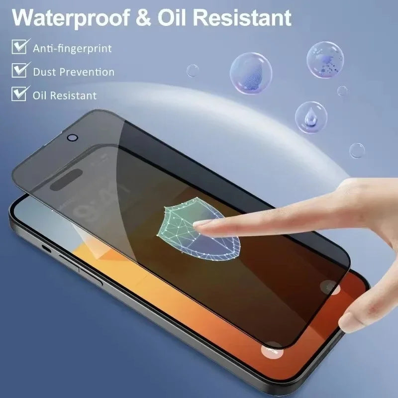 5Pcs Full Cover Privacy Screen Protector For iPhone 16 11 12 13 14 Pro Max Mini 8K Anti-spy Glass For iPhone 15 17 PRO XR XS MAX