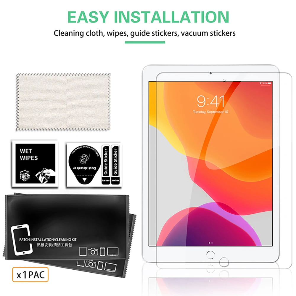 2pcs Tempered Glass Films for 2024 iPad Air 11/13 M2 Pro 11/13 M4 Screen Protector for iPad 3/4/5/6/7/8/9/10th Air 4/5 Pro 11