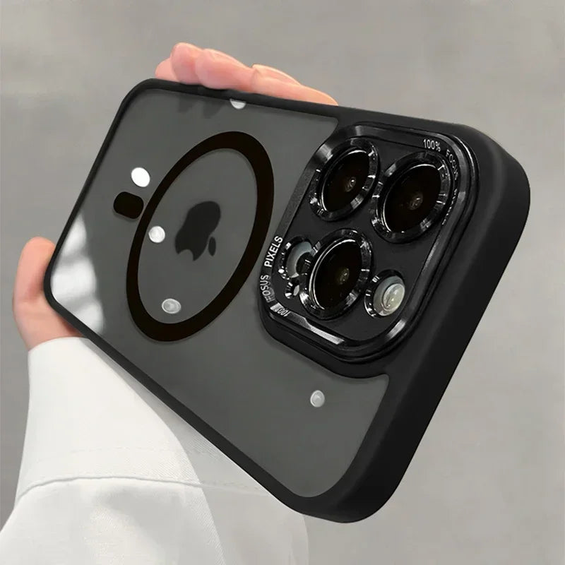 Luxury Magnetic Metal Lens Bumper Protection Case For iPhone 17 Air 16 15 14 13 12 11 Pro Max Plus Wireless Charge Hard Cover